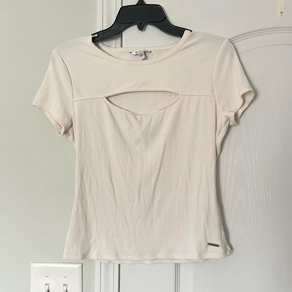 Guess | white short sleeve blouse - L